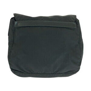 Prada shoulder triangular messenger leather Tessuto nylon logo black plate bag